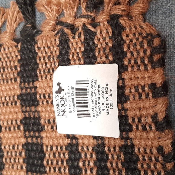 Placemat Tablemat Woven Jute Black Tan 12.5" x 20.5" Pet Bowl Mat - Picture 5 of 5